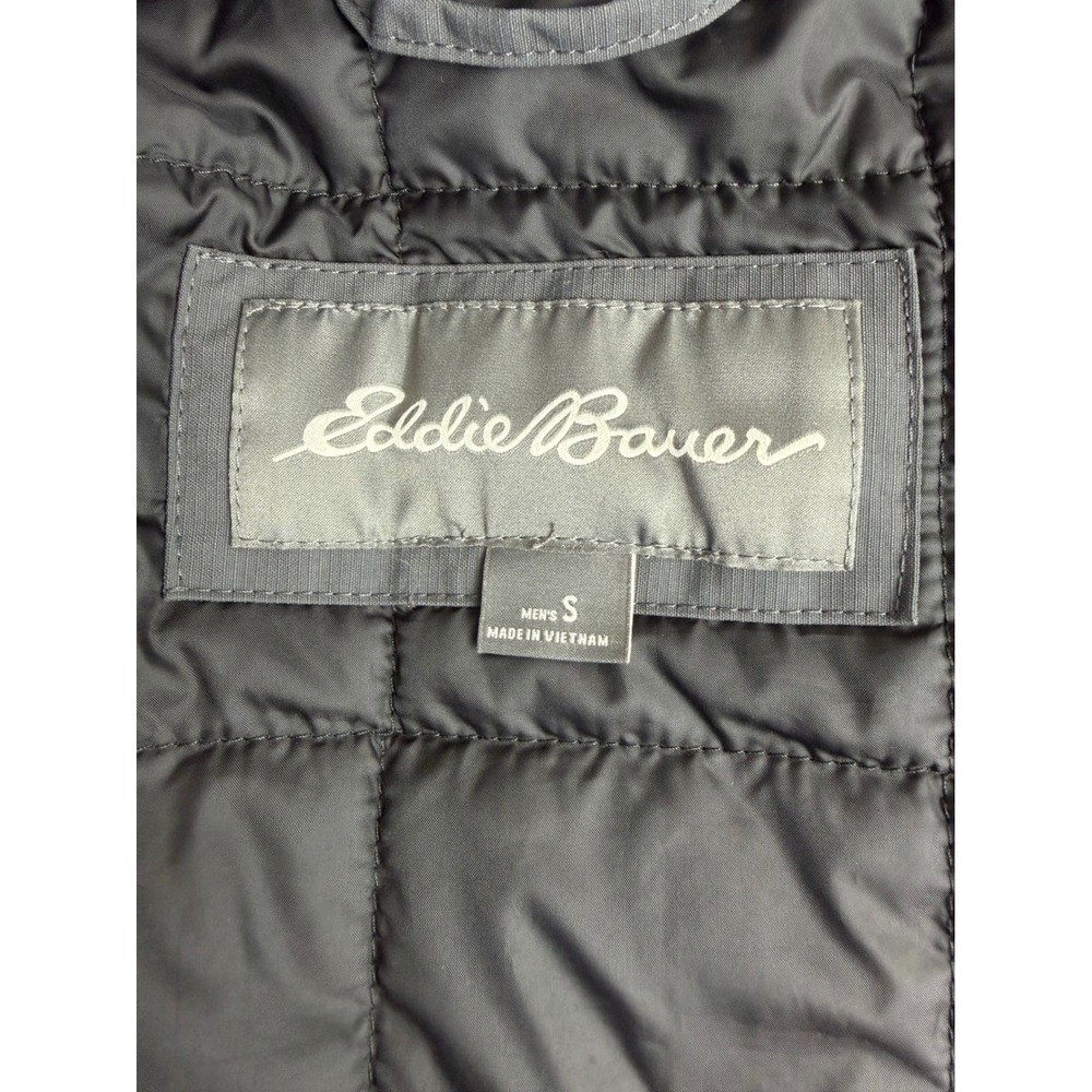 Eddie Bauer Mens Nylon WeatherEdge Plus Ski Jacket S Grey Hooded Powder Skirt - Picture 11 of 12